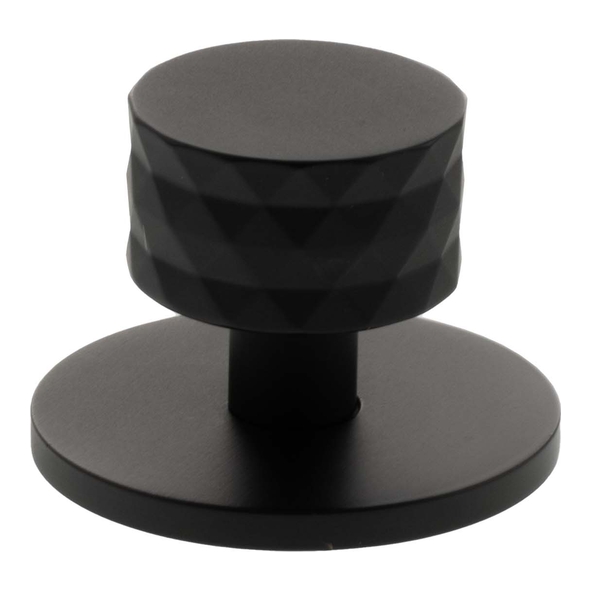 MHCDB1530MB � 30mm � Matt Black � Millhouse Brass Chrysler Diamond Round Cabinet Knob on Plate