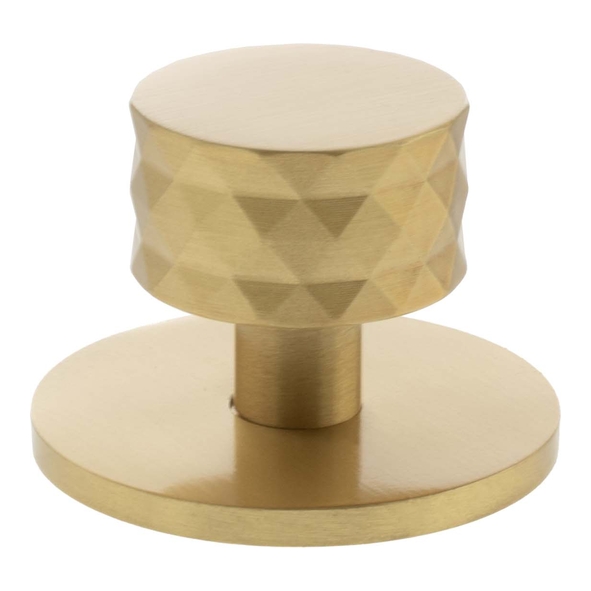MHCDB1530SB � 30mm � Satin Brass � Millhouse Brass Chrysler Diamond Round Cabinet Knob on Plate