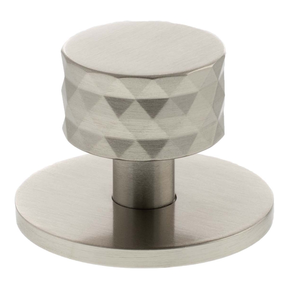 MHCDB1530SN � 30mm � Satin Nickel � Millhouse Brass Chrysler Diamond Round Cabinet Knob on Plate
