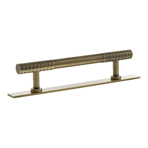 MHCDB17128AB  128mm c/c  Antique Brass  Millhouse Brass Chrysler Diamond T-Bar Cabinet Pull Handle on Plate