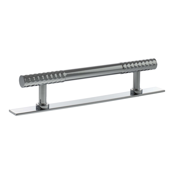 MHCDB17128PC  128mm c/c  Polished Chrome  Millhouse Brass Chrysler Diamond T-Bar Cabinet Pull Handle on Plate
