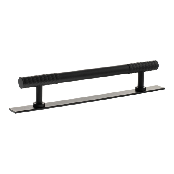 MHCDB17160MB  160mm c/c  Matt Black  Millhouse Brass Chrysler Diamond T-Bar Cabinet Pull Handle on Plate