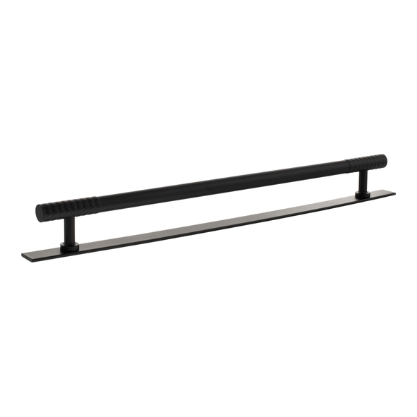 MHCDB17320MB  320mm c/c  Matt Black  Millhouse Brass Chrysler Diamond T-Bar Cabinet Pull Handle on Plate