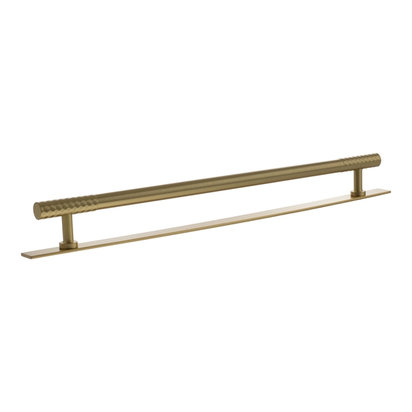 MHCDB17320SB  320mm c/c  Satin Brass  Millhouse Brass Chrysler Diamond T-Bar Cabinet Pull Handle on Plate