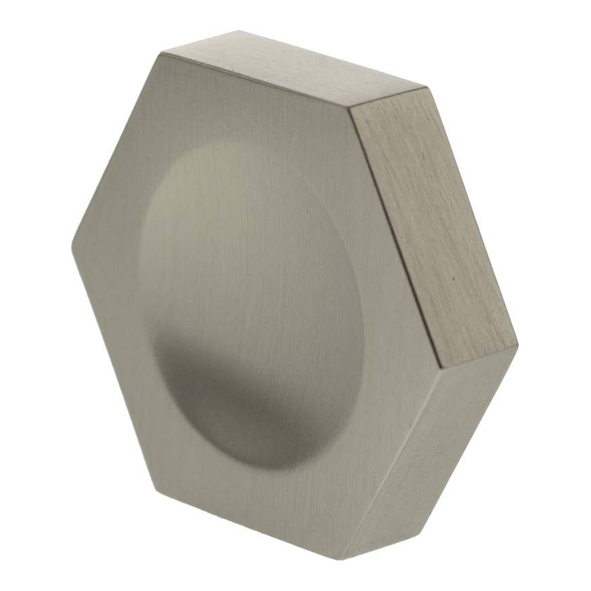 MHCH1338SN � 44mm � Satin Nickel � Millhouse Brass Pennington Hex Finger Pull Cabinet Knob
