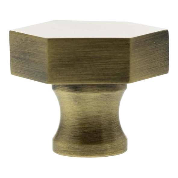 MHCH1532AB � 32mm � Antique Brass � Millhouse Brass Pennington Hex Cabinet Knob