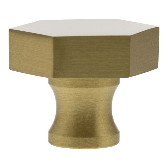 MHCH1532SB � 32mm � Satin Brass � Millhouse Brass Pennington Hex Cabinet Knob
