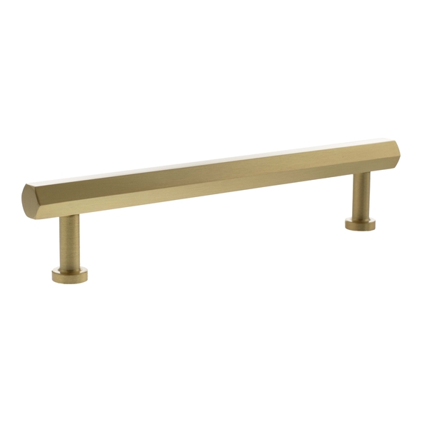 MHCH17160SB  160mm c/c  Satin Brass  Millhouse Brass Pennington Hex T-Bar Cabinet Pull Handle