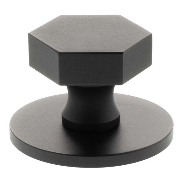 MHCHB1532MB � 32mm � Matt Black � Millhouse Brass Pennington Hex Cabinet Knob on Plate