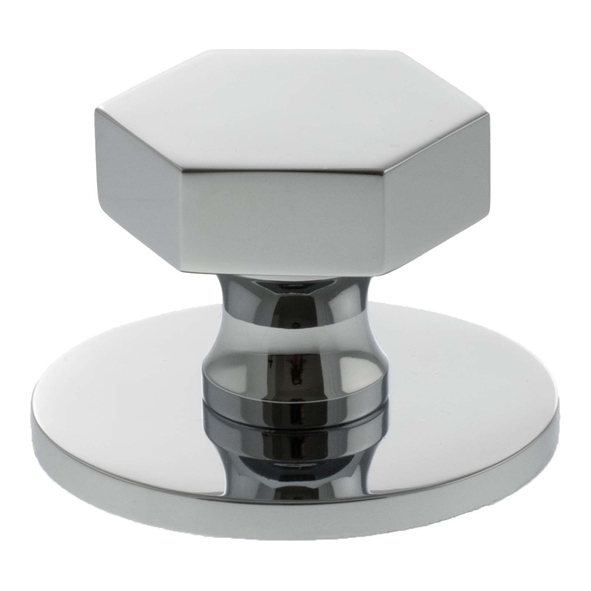 MHCHB1532PC � 32mm � Polished Chrome � Millhouse Brass Pennington Hex Cabinet Knob on Plate