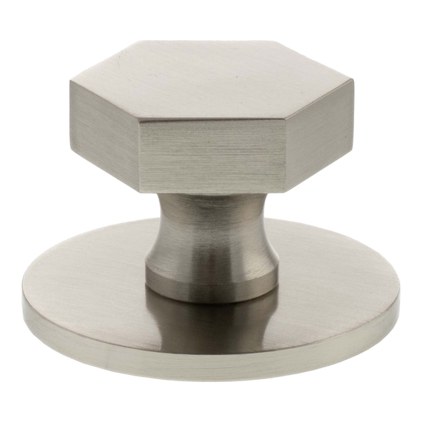 MHCHB1532SN � 32mm � Satin Nickel � Millhouse Brass Pennington Hex Cabinet Knob on Plate