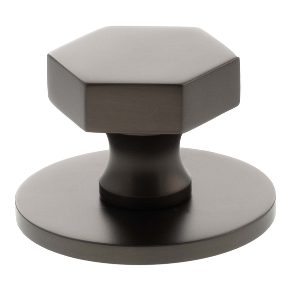 MHCHB1532UDB � 32mm � Urban Dark Bronze � Millhouse Brass Pennington Hex Cabinet Knob on Plate