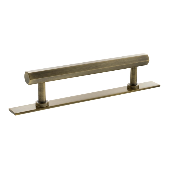 MHCHB17128AB  128mm c/c  Antique Brass  Millhouse Brass Pennington Hex T-Bar Cabinet Pull Handle on Plate