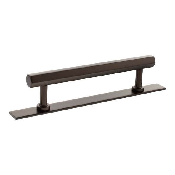 MHCHB17128UDB  128mm c/c  Urban Dark Bronze  Millhouse Brass Pennington Hex T-Bar Cabinet Pull Handle on Plate