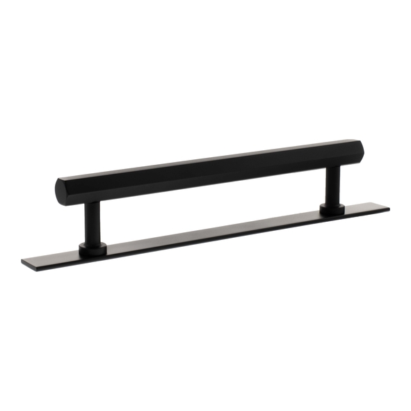 MHCHB17160MB  160mm c/c  Matt Black  Millhouse Brass Pennington Hex T-Bar Cabinet Pull Handle on Plate