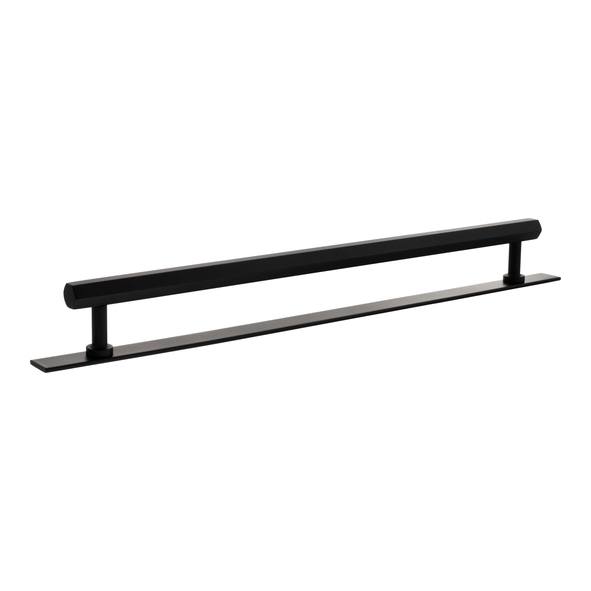 MHCHB17320MB  320mm c/c  Matt Black  Millhouse Brass Pennington Hex T-Bar Cabinet Pull Handle on Plate