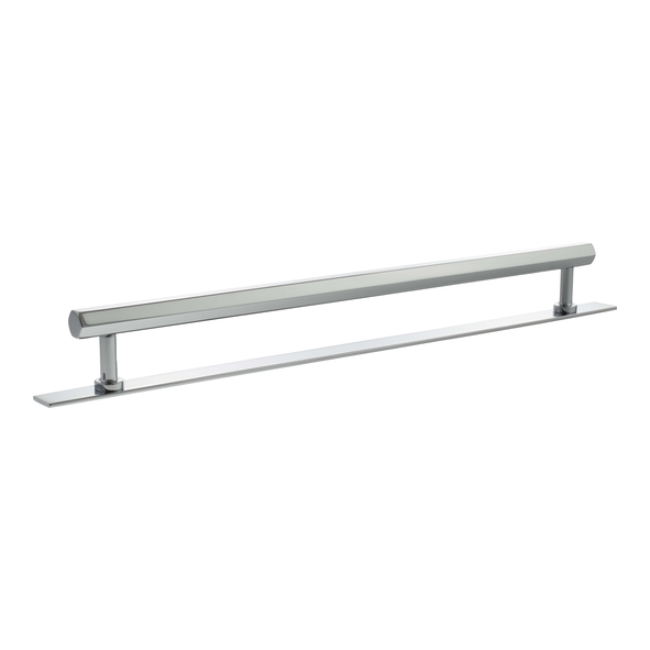 MHCHB17320PC  320mm c/c  Polished Chrome  Millhouse Brass Pennington Hex T-Bar Cabinet Pull Handle on Plate