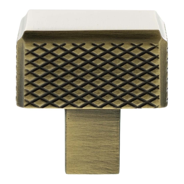 MHCK1230AB � 20mm � Antique Brass � Millhouse Brass Eiffel Knurled Square Cabinet Knob