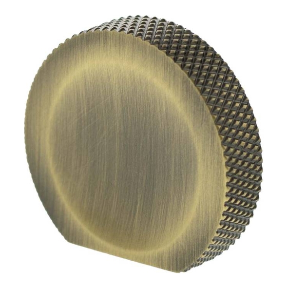 MHCK1338AB � 38mm � Antique Brass � Millhouse Brass Eiffel Knurled Finger Pull Cabinet Knob