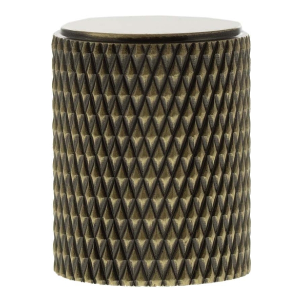 MHCK1420AB � 20mm � Antique Brass � Millhouse Brass Eiffel Knurled Cylinder Cabinet Knob