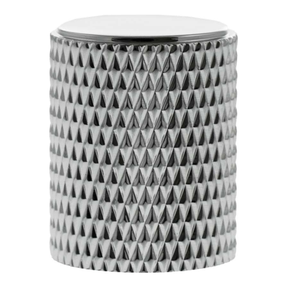 MHCK1420PC � 20mm � Polished Chrome � Millhouse Brass Eiffel Knurled Cylinder Cabinet Knob