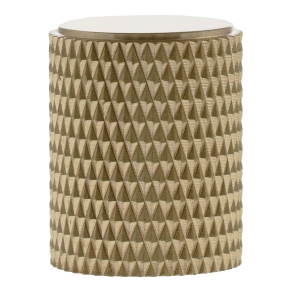 MHCK1420SB � 20mm � Satin Brass � Millhouse Brass Eiffel Knurled Cylinder Cabinet Knob