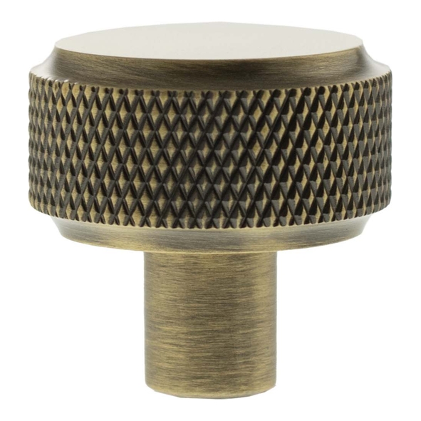 MHCK1532AB � 32mm � Antique Brass � Millhouse Brass Eiffel Knurled Round Cabinet Knob