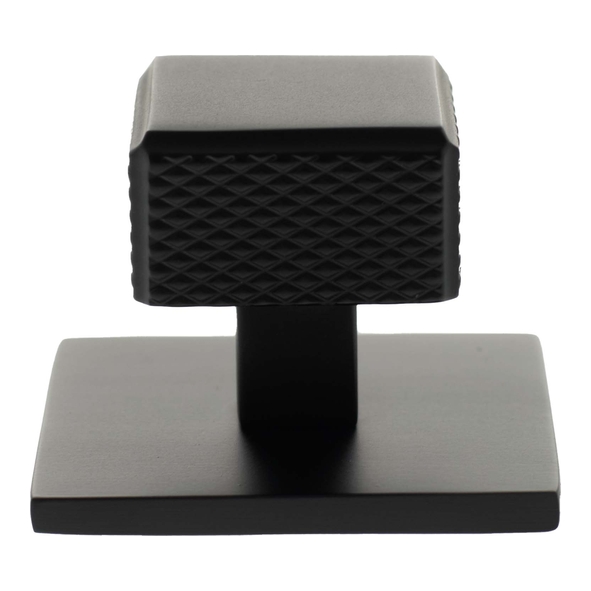 MHCKB1230MB � 20mm � Matt Black � Millhouse Brass Eiffel Knurled Square Cabinet Knob on Plate