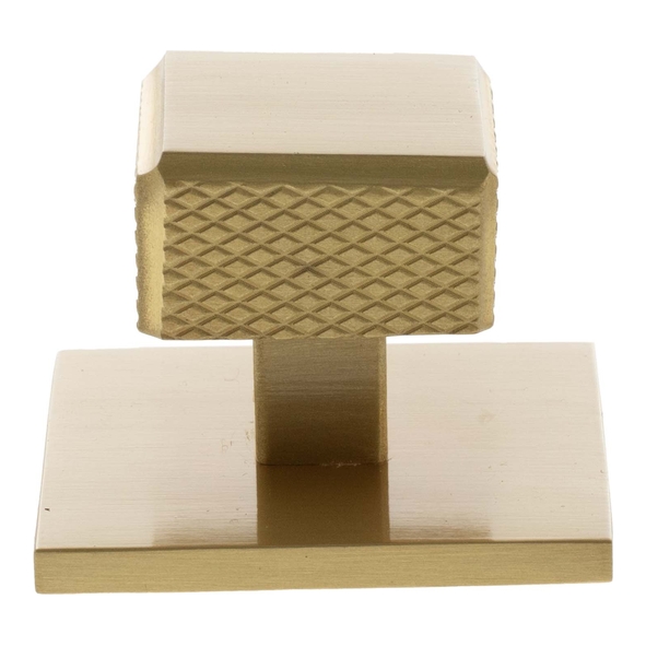 MHCKB1230SB � 20mm � Satin Brass � Millhouse Brass Eiffel Knurled Square Cabinet Knob on Plate