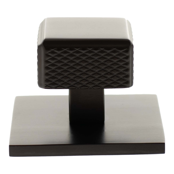 MHCKB1230UDB � 20mm � Urban Dark Bronze � Millhouse Brass Eiffel Knurled Square Cabinet Knob on Plate