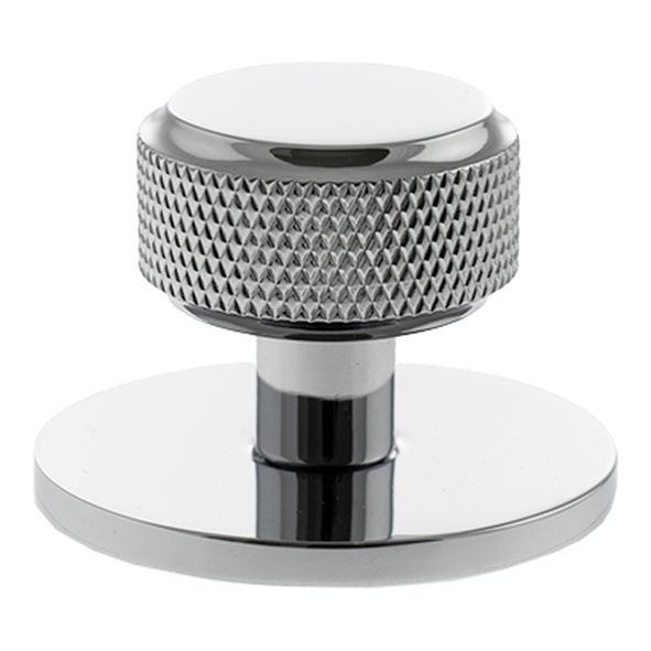 MHCKB1532PC � 32mm � Polished Chrome � Millhouse Brass Eiffel Knurled Round Cabinet Knob on Plate