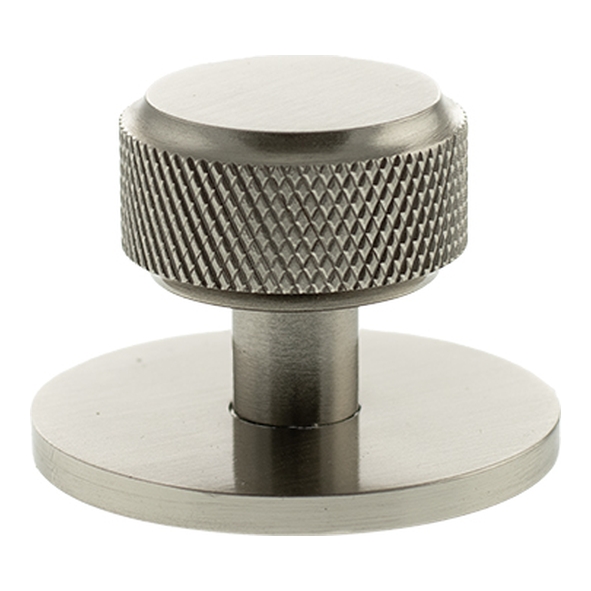 MHCKB1532SN � 32mm � Satin Nickel � Millhouse Brass Eiffel Knurled Round Cabinet Knob on Plate