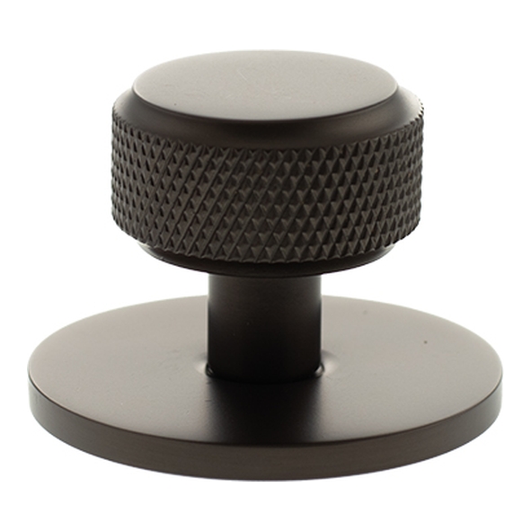 MHCKB1532UDB � 32mm � Urban Dark Bronze � Millhouse Brass Eiffel Knurled Round Cabinet Knob on Plate