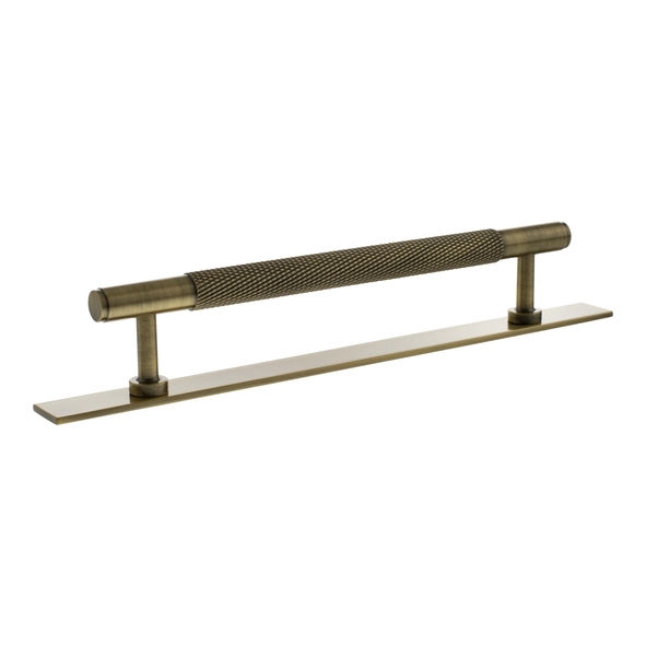 MHCKB17160AB  160mm c/c  Antique Brass  Millhouse Brass Eiffel Knurled T-Bar Cabinet Pull Handle on Plate