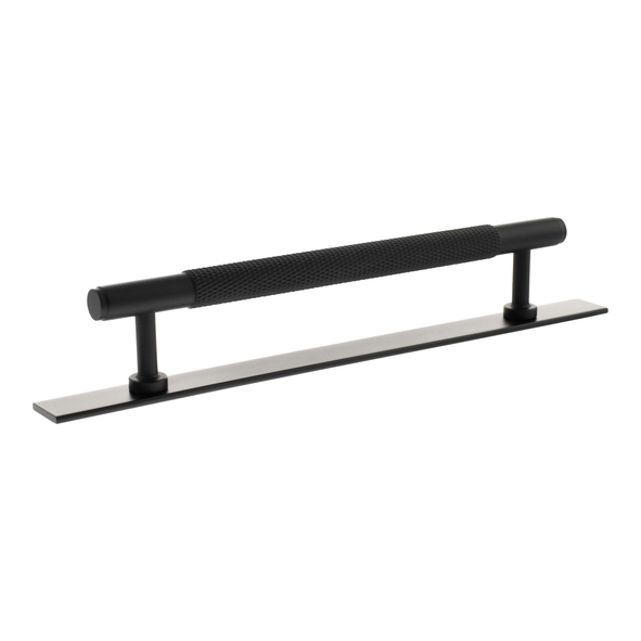 MHCKB17160MB  160mm c/c  Matt Black  Millhouse Brass Eiffel Knurled T-Bar Cabinet Pull Handle on Plate