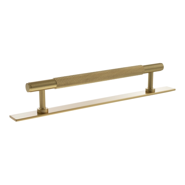 MHCKB17160SB  160mm c/c  Satin Brass  Millhouse Brass Eiffel Knurled T-Bar Cabinet Pull Handle on Plate