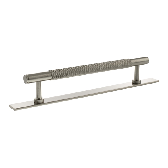 MHCKB17160SN  160mm c/c  Satin Nickel  Millhouse Brass Eiffel Knurled T-Bar Cabinet Pull Handle on Plate