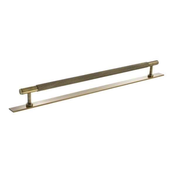 MHCKB17320AB  320mm c/c  Antique Brass  Millhouse Brass Eiffel Knurled T-Bar Cabinet Pull Handle on Plate
