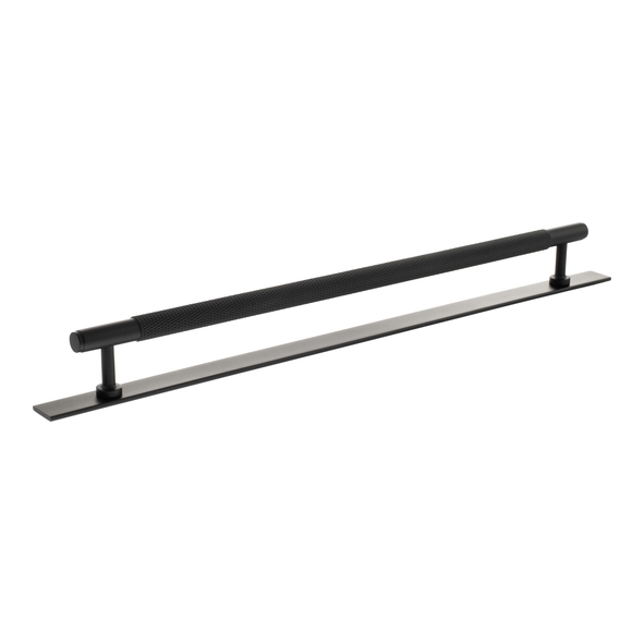 MHCKB17320MB  320mm c/c  Matt Black  Millhouse Brass Eiffel Knurled T-Bar Cabinet Pull Handle on Plate