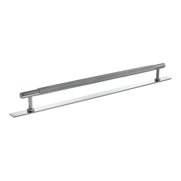 MHCKB17320PC  320mm c/c  Polished Chrome  Millhouse Brass Eiffel Knurled T-Bar Cabinet Pull Handle on Plate