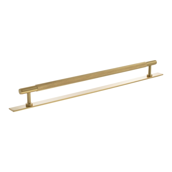 MHCKB17320SB  320mm c/c  Satin Brass  Millhouse Brass Eiffel Knurled T-Bar Cabinet Pull Handle on Plate