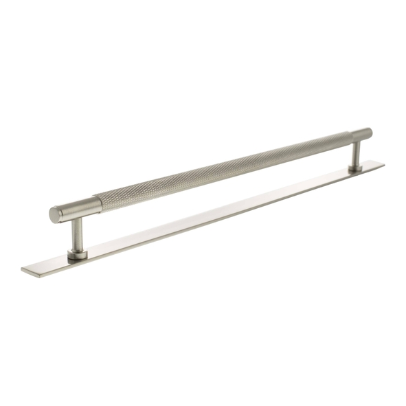 MHCKB17320SN  320mm c/c  Satin Nickel  Millhouse Brass Eiffel Knurled T-Bar Cabinet Pull Handle on Plate