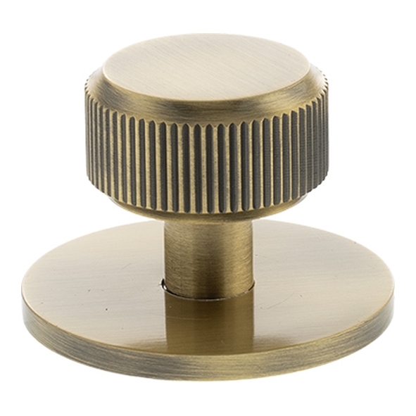 MHCLB1532AB � 32mm � Antique Brass � Millhouse Brass Battersea Linear Round Cabinet Knob on Plate