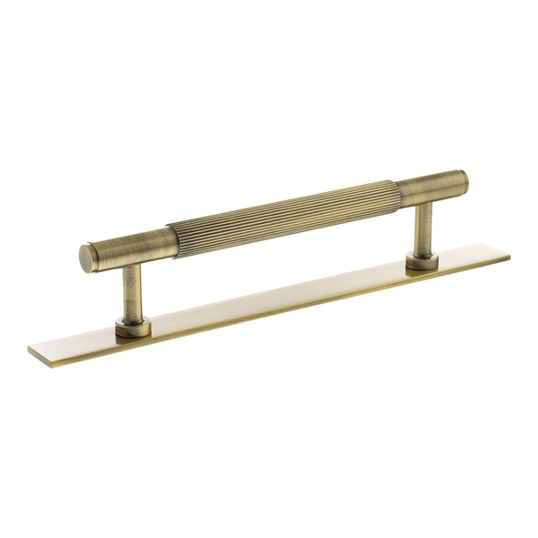 MHCLB17128AB  128mm c/c  Antique Brass  Millhouse Brass Battersea Linear T-Bar Cabinet Pull Handle on Plate