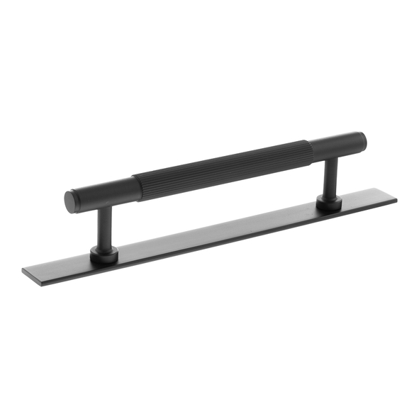 MHCLB17128MB  128mm c/c  Matt Black  Millhouse Brass Battersea Linear T-Bar Cabinet Pull Handle on Plate