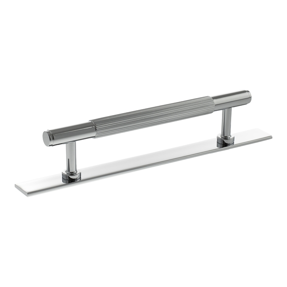 MHCLB17128PC  128mm c/c  Polished Chrome  Millhouse Brass Battersea Linear T-Bar Cabinet Pull Handle on Plate