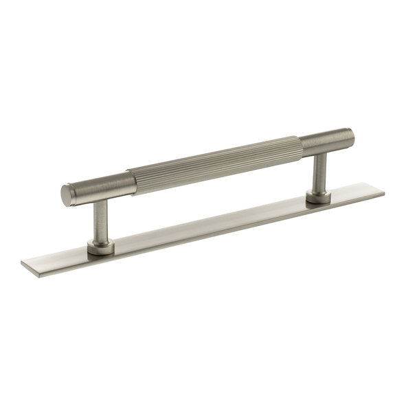 MHCLB17128SN  128mm c/c  Satin Nickel  Millhouse Brass Battersea Linear T-Bar Cabinet Pull Handle on Plate