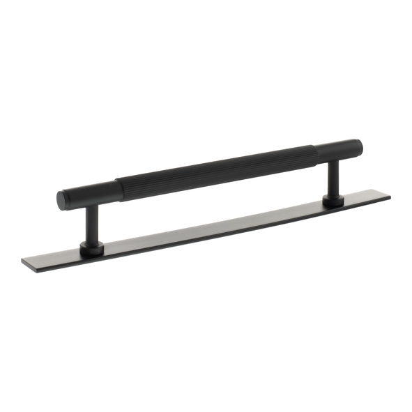 MHCLB17160MB � 160mm c/c � Matt Black � Millhouse Brass Battersea Linear T-Bar Cabinet Pull Handle on Plate