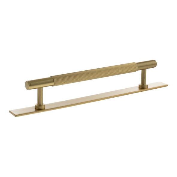 MHCLB17160SB � 160mm c/c � Satin Brass � Millhouse Brass Battersea Linear T-Bar Cabinet Pull Handle on Plate