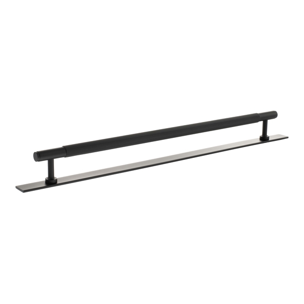 MHCLB17320MB � 320mm c/c � Matt Black � Millhouse Brass Battersea Linear T-Bar Cabinet Pull Handle on Plate